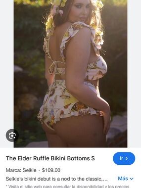 Selkie The Elder Ruffle Bikini Bottoms - Cream Floral